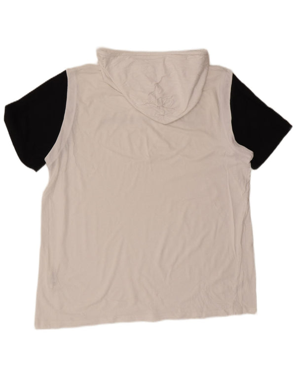 Camiseta masculina com capuz gráfico Champion 2XL algodão colorblock branco