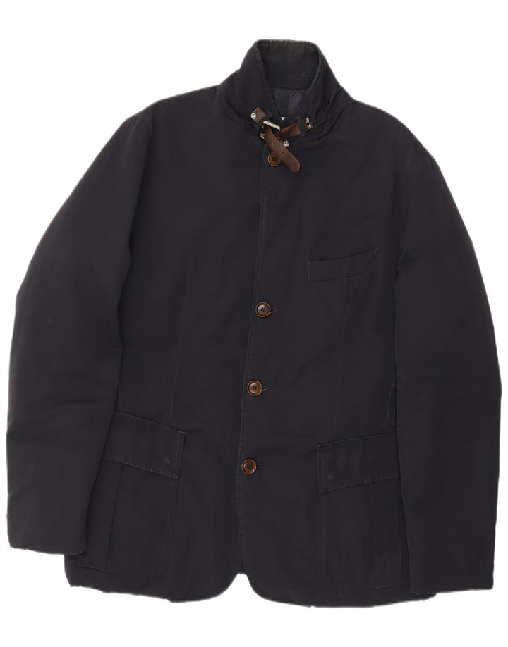 Jaqueta acolchoada masculina Moncler tamanho 4 XL azul marinho poliéster