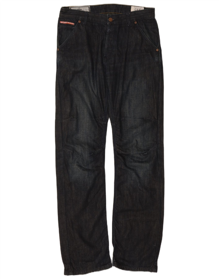 Jeans retos masculinos Superdry W34 L34 algodão azul marinho