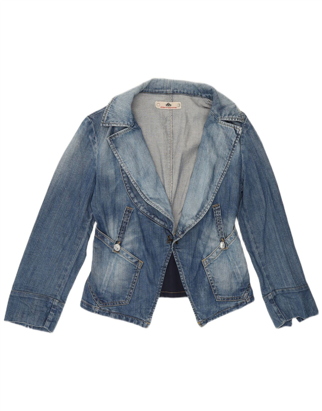 Jaqueta Blazer Feminina Fornarina Crop Denim Reino Unido 8 Pequena Azul