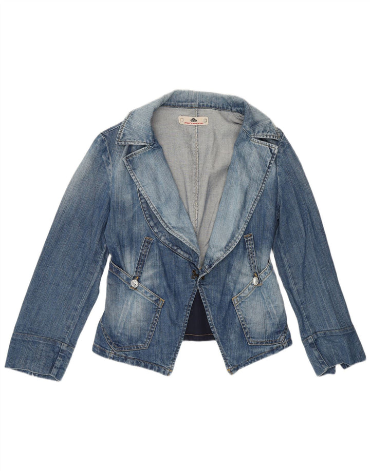 Jaqueta Blazer Feminina Fornarina Crop Denim Reino Unido 8 Pequena Azul