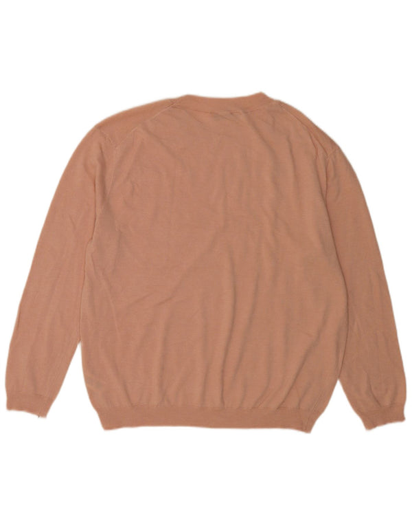 Zara Suéter feminino com gola canoa e gola redonda, Reino Unido 16, grande, rosa, poliéster