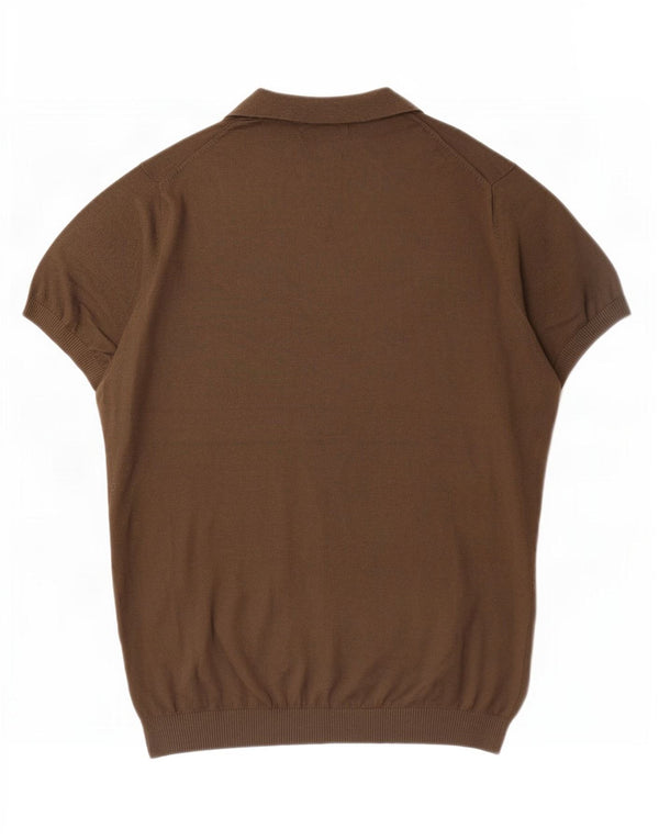 Camisa polo masculina Massimo Dutti de algodão cáqui médio
