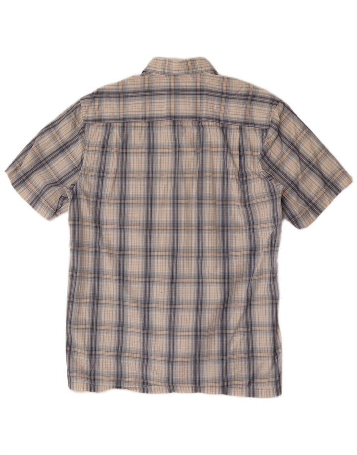 Columbia Camisa masculina de manga curta azul médio xadrez algodão