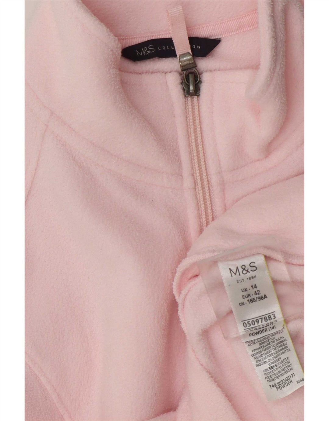 Jaqueta de lã feminina Marks & Spencer Reino Unido 14 grande poliéster rosa