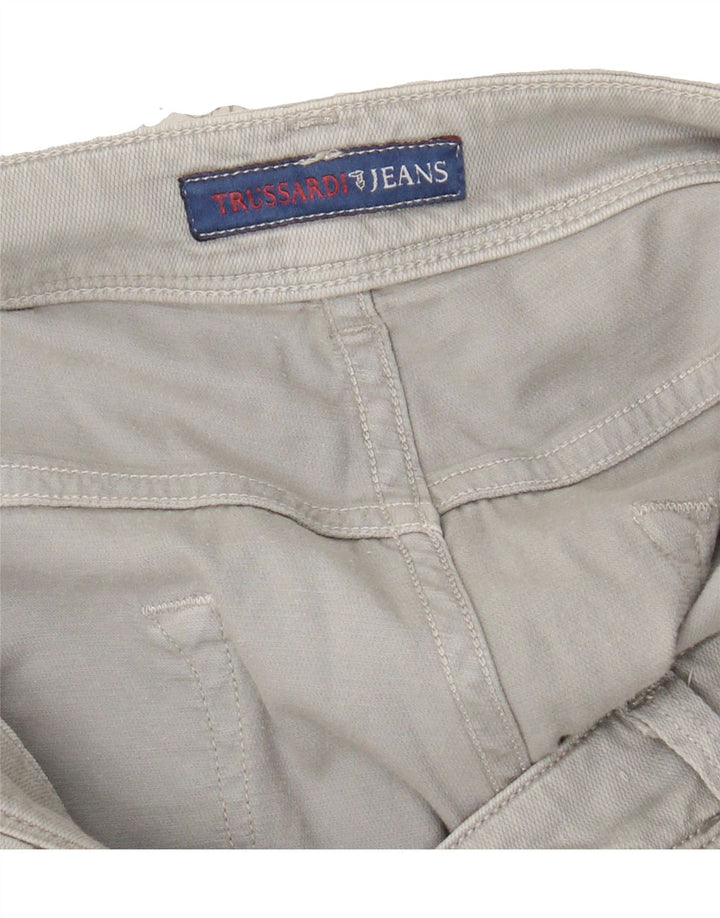 TRUSSARDI Mens Straight Casual Trousers W34 L33 Grey Cotton Vintage Trussardi and Second-Hand Trussardi from Messina Hembry 