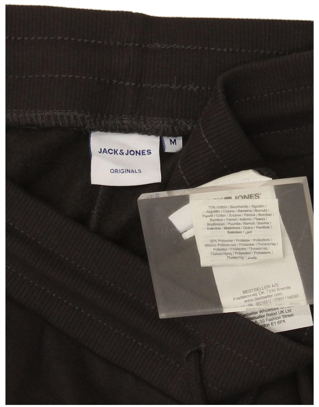 Calça de treino masculina Jack & Jones com estampa gráfica de algodão preto médio