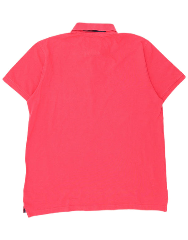 Camisa polo masculina Crew Clothing grande algodão rosa