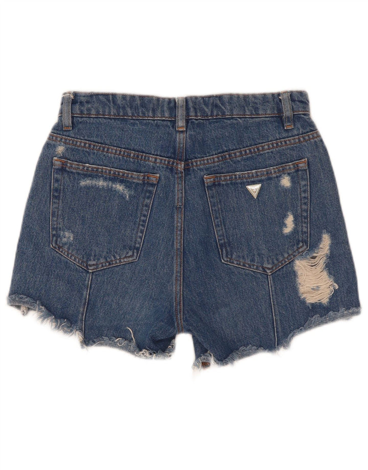 Guess Shorts jeans feminino desgastado W25 XS azul poliéster