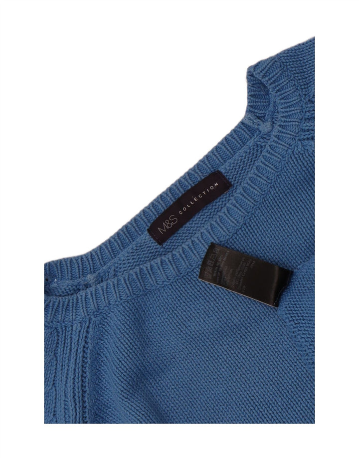 Suéter feminino Marks & Spencer grande com gola canoa Reino Unido 10 pequeno azul