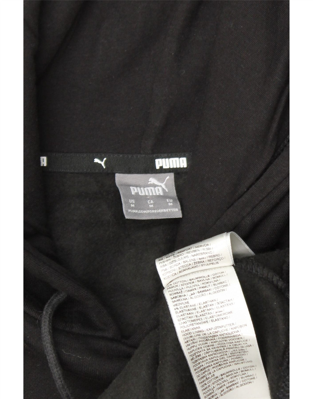 PUMA feminino gráfico moletom com capuz UK 14 médio algodão preto