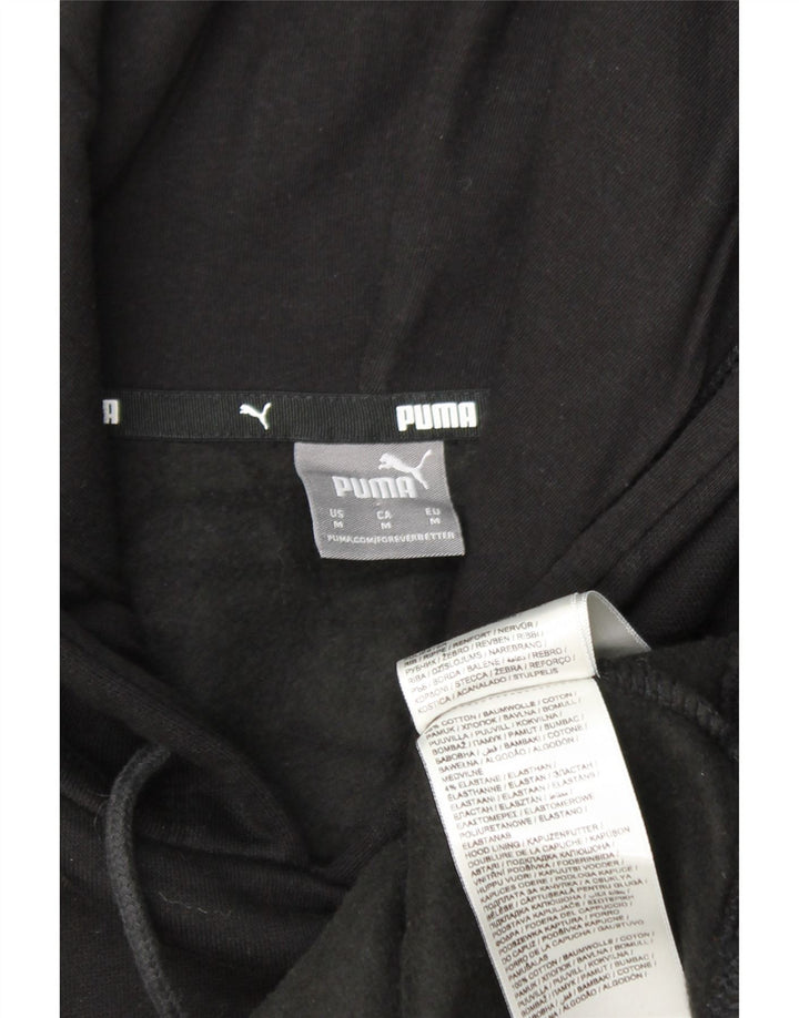 PUMA feminino gráfico moletom com capuz UK 14 médio algodão preto