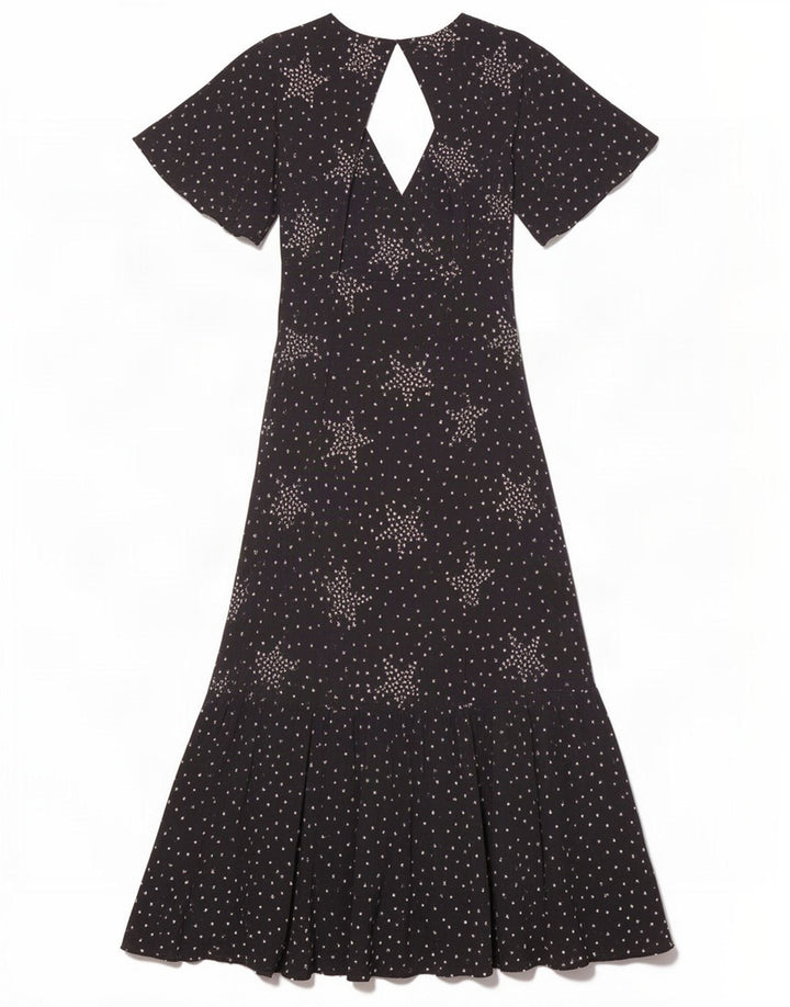 Topshop vestido maxi feminino com padrão abstrato Reino Unido 8 pequeno preto manchado