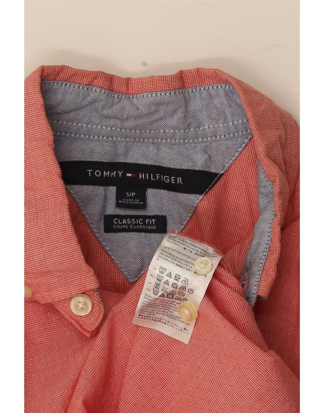 Tommy Hilfiger Camisa masculina de manga curta Classic Fit pequena vermelha Houndstooth