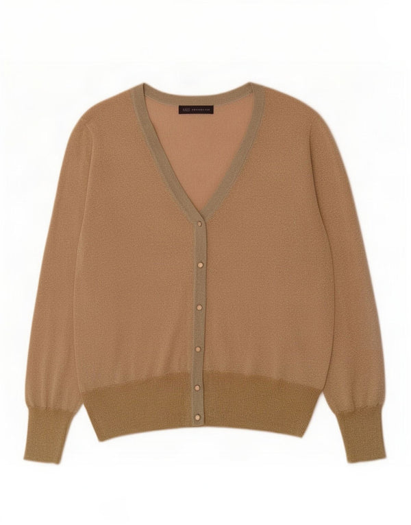 Suéter cardigã feminino Marks & Spencer UK 16 grande viscose manchada rosa