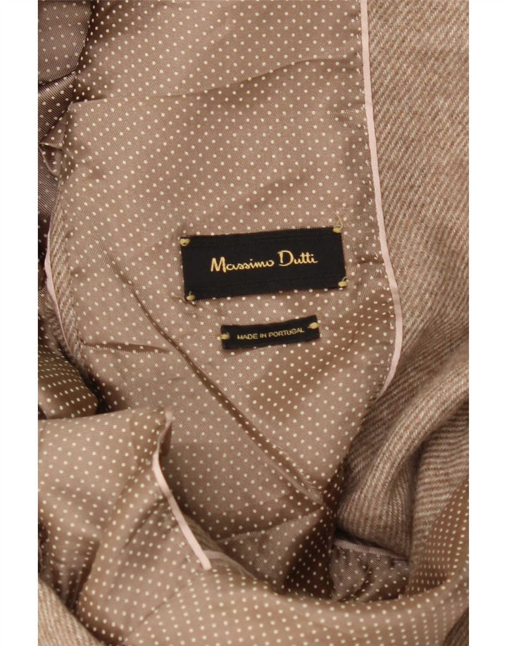 Jaqueta blazer feminina Massimo Dutti com 1 botão Reino Unido 12 médio bege