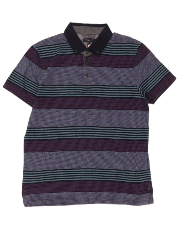 Camisa polo masculina Ted Baker tamanho 4 grande algodão listrado multicolorido