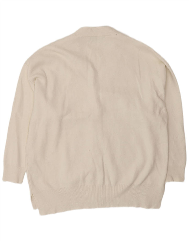 Suéter cardigã feminino grande da Zara Reino Unido 10 viscose branca pequena