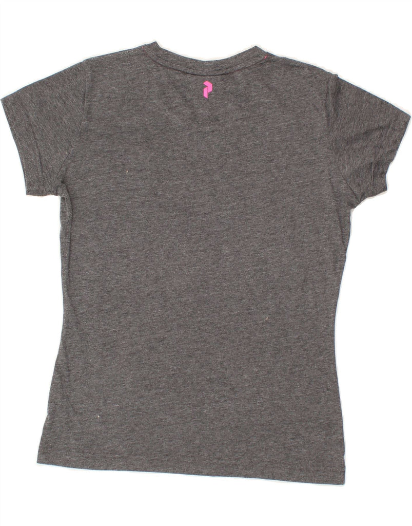 PEAK PERFORMANCE Womens Graphic T-Shirt Top UK 12 Medium Grey Vintage Peak Performance and Second-Hand Peak Performance from Messina Hembry 