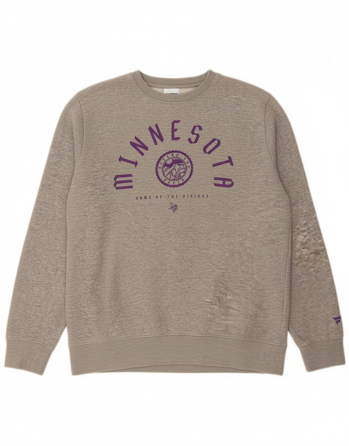 NFL masculino Minnesota gráfico moletom jumper médio algodão cinza