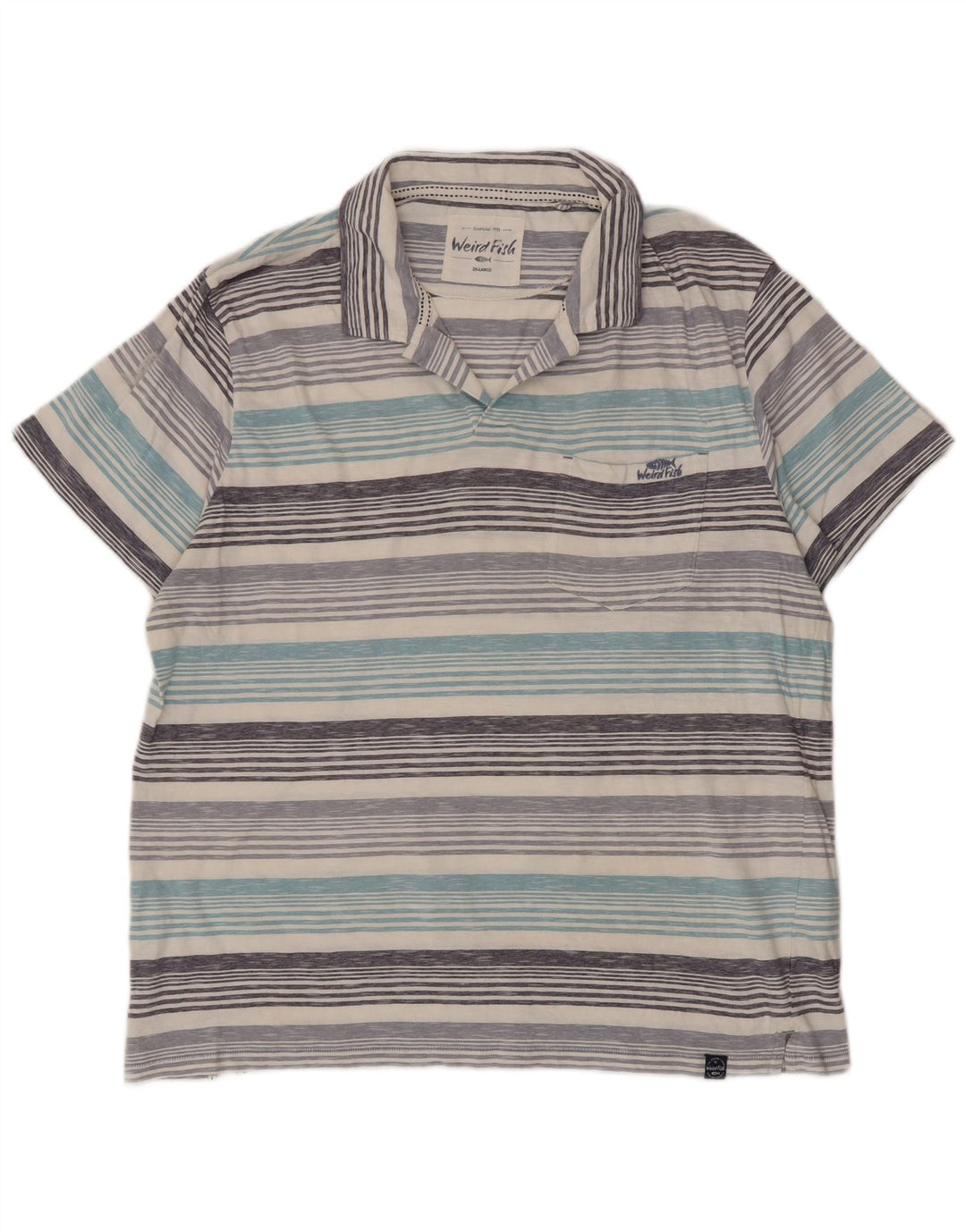 Camisa polo masculina Weird Fish 2XL algodão listrado azul