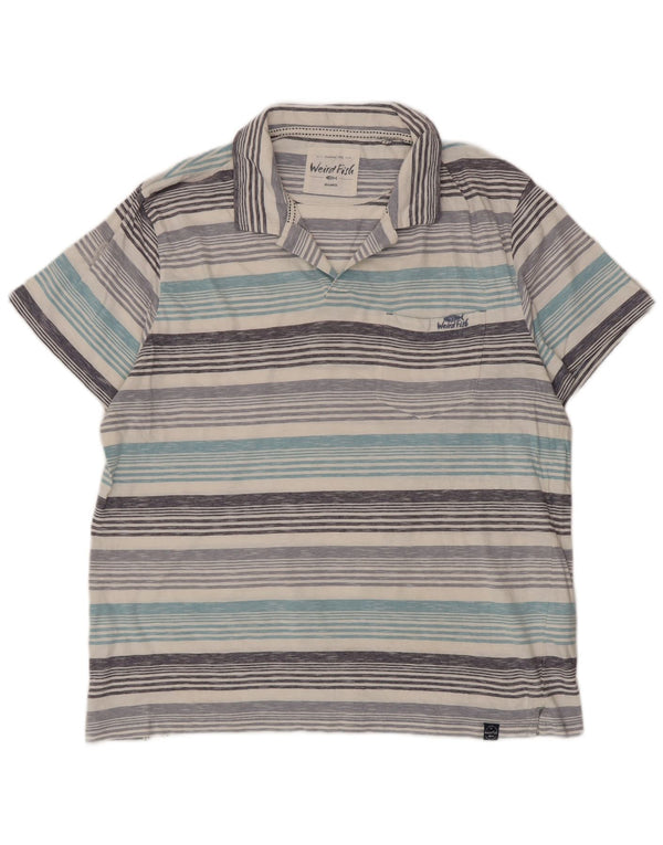 Camisa polo masculina Weird Fish 2XL algodão listrado azul