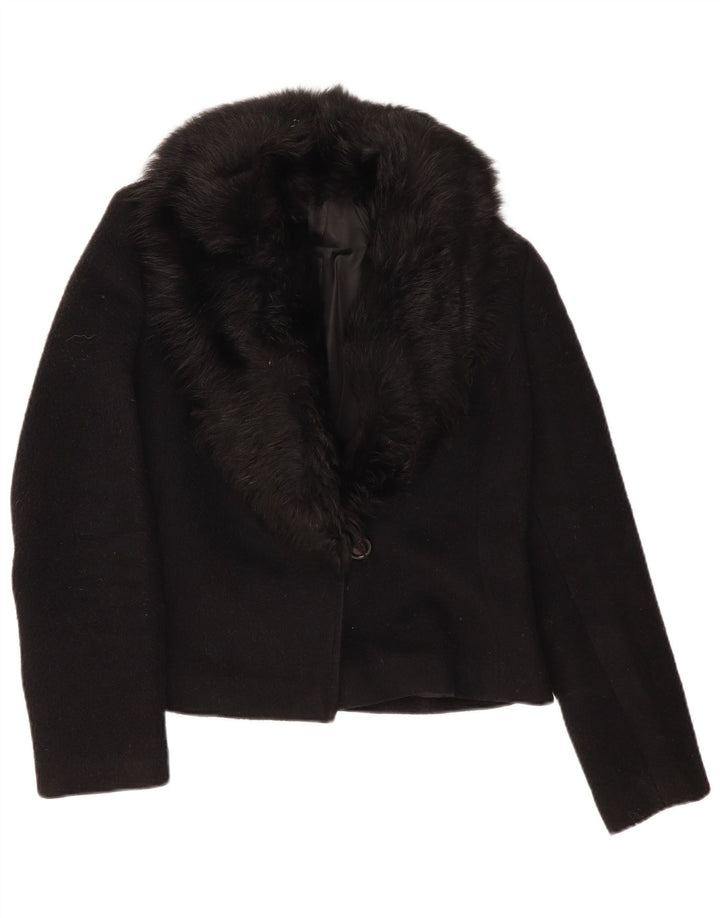 Jaqueta blazer vintage feminina com 1 botão Reino Unido 14 médio preto