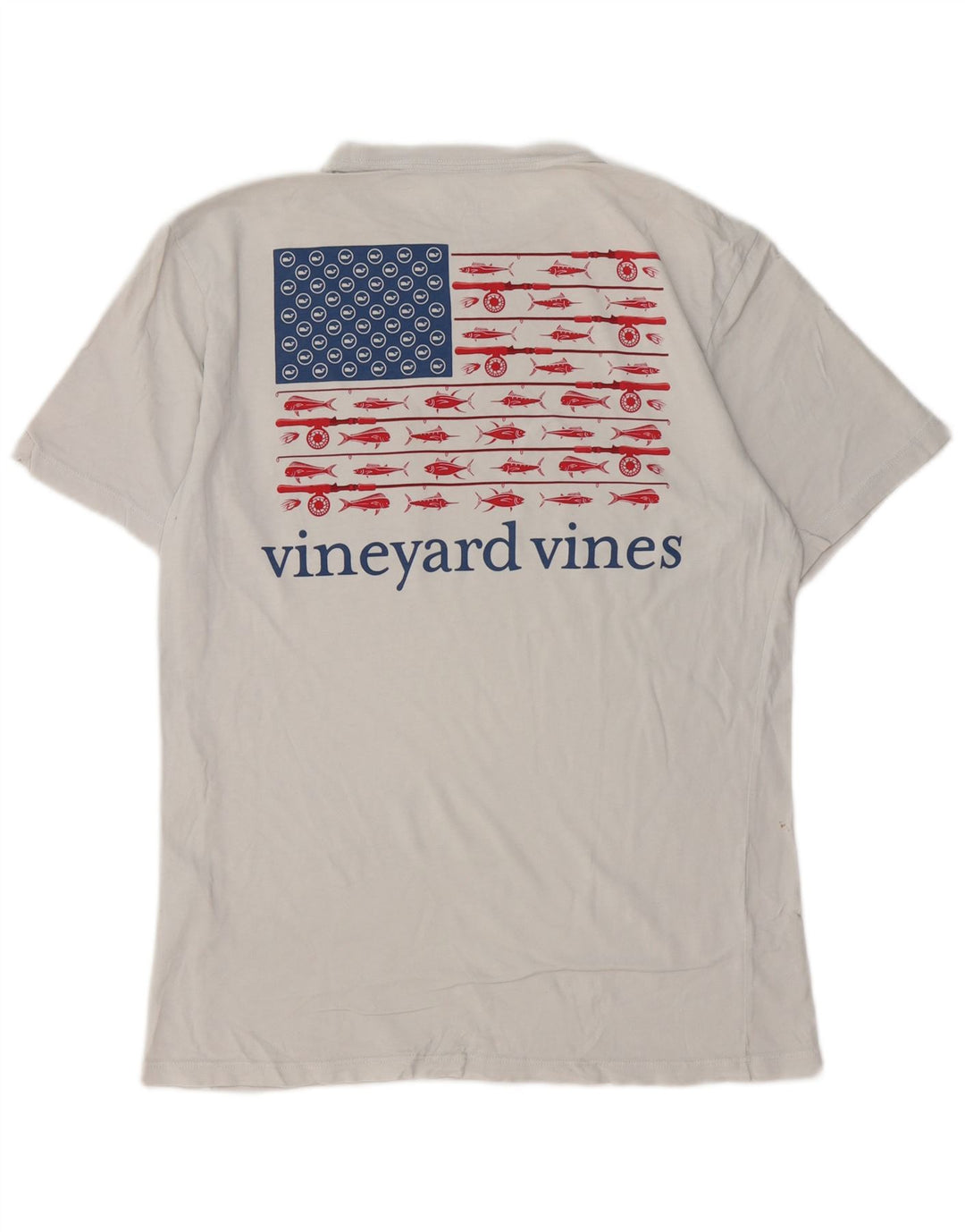 Camiseta masculina VINEYARD VINES com estampa gráfica pequena de algodão off white