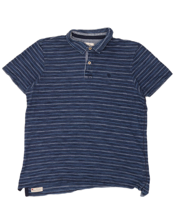 Camisa polo masculina Fat Face XL algodão listrado azul