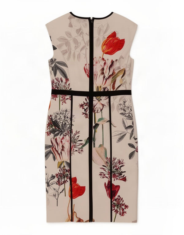 Vestido bainha feminino sem mangas Phase Eight Reino Unido 14 algodão floral branco médio