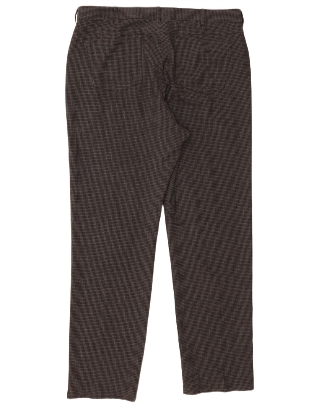 Calça masculina reta casual Marks & Spencer W38 L31 poliéster xadrez cinza