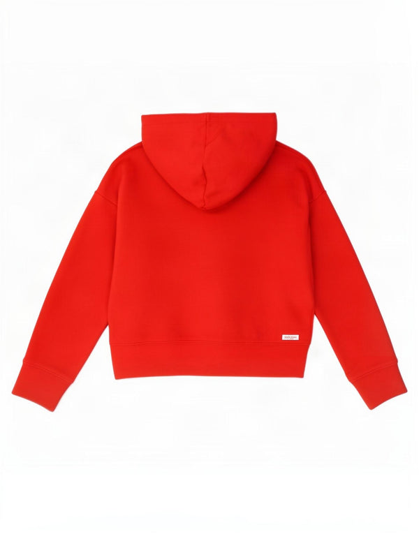 Zara Womens Crop Oversized Hoodie Jumper Reino Unido 10 Pequeno Algodão Vermelho