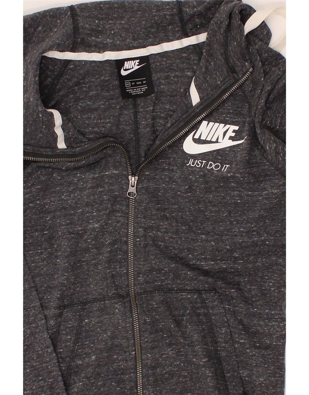 NIKE Womens Zip Hoodie Sweater UK 6 XS Grey Cotton Vintage Nike and Second-Hand Nike from Messina Hembry 