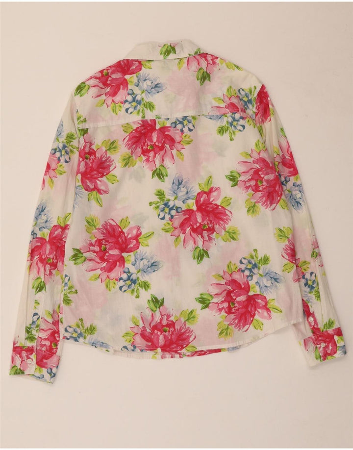 Camisa feminina Benetton UK 16 grande algodão floral multicolorido