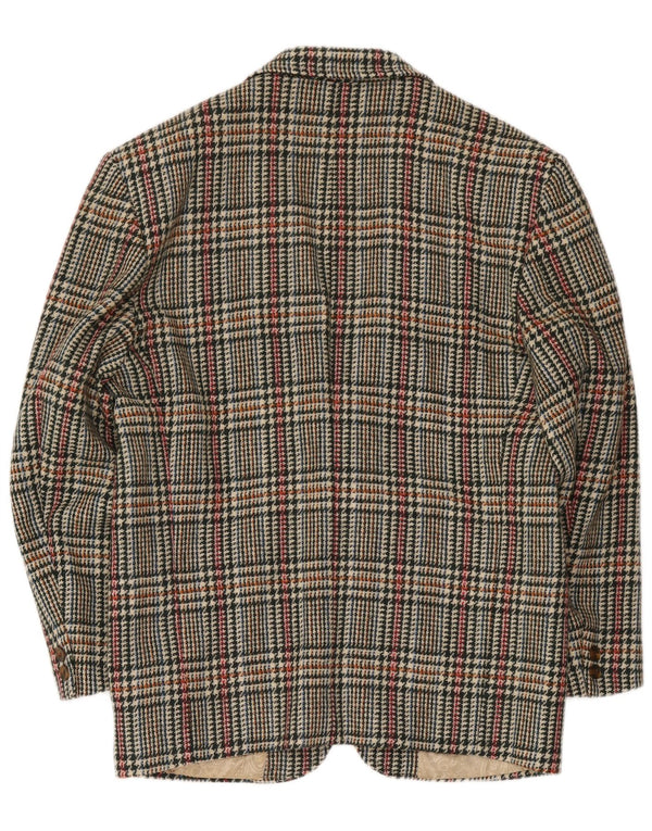 Jaqueta blazer masculina vintage com 2 botões IT 48 Houndstooth médio multicolorido