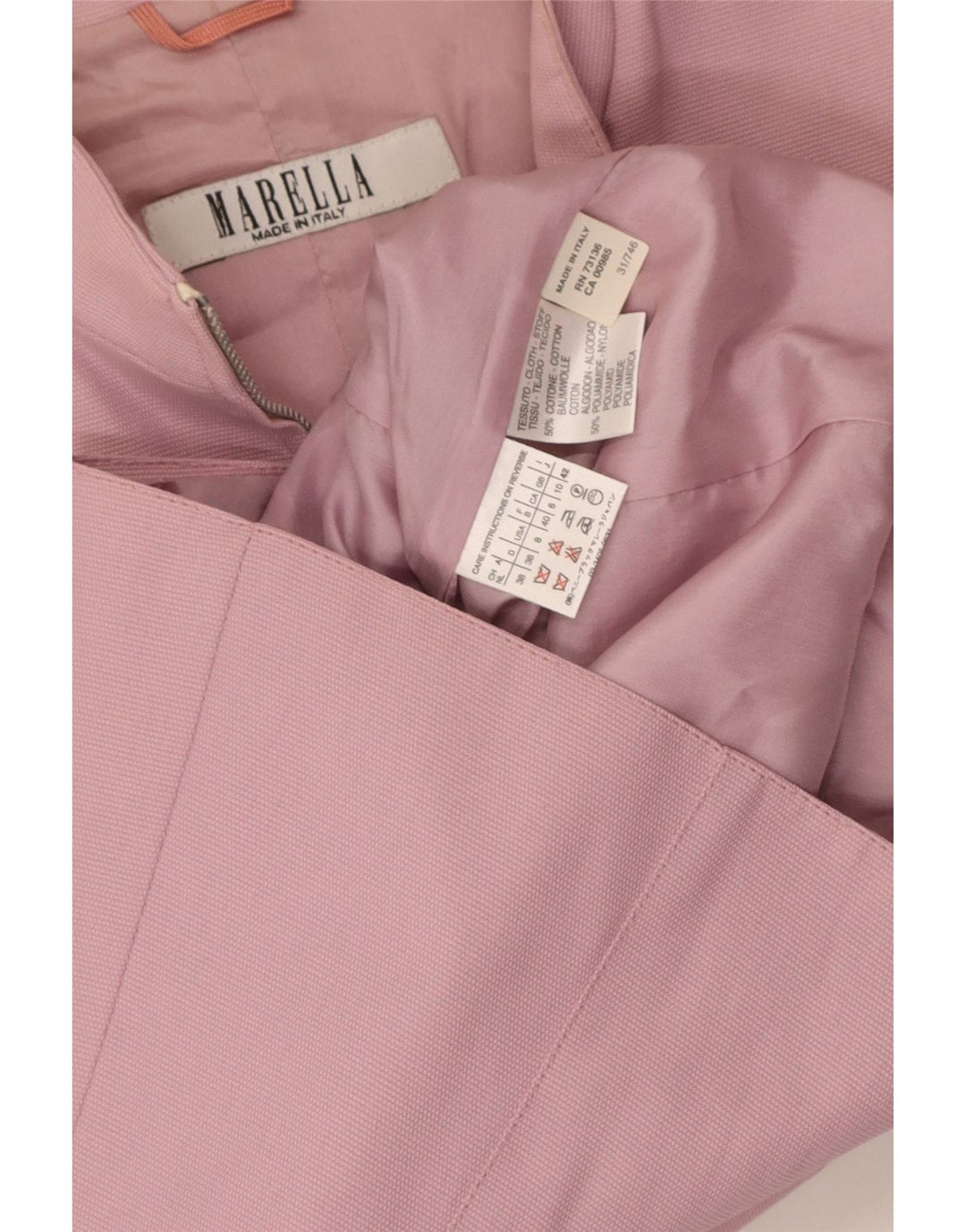 Jaqueta blazer feminina Marella com zíper completo Reino Unido 10 algodão rosa pequeno