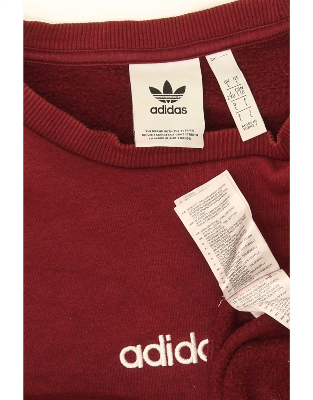 Adidas masculino gráfico moletom jumper grande algodão marrom
