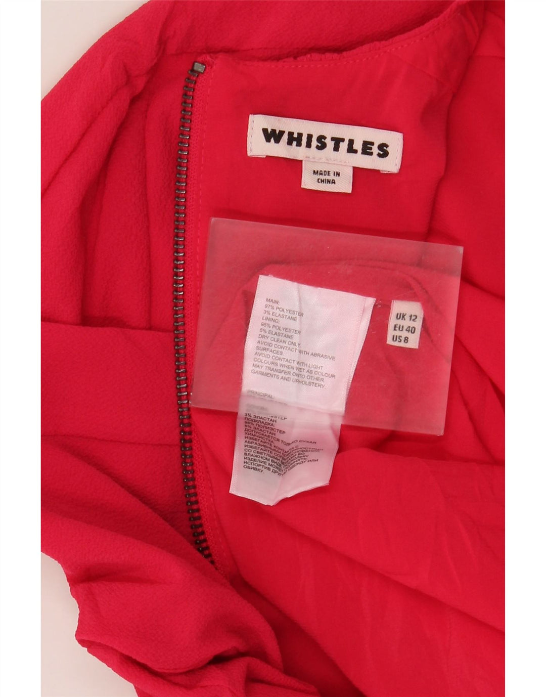 Vestido bainha feminino Whistles UK 12 poliéster vermelho médio