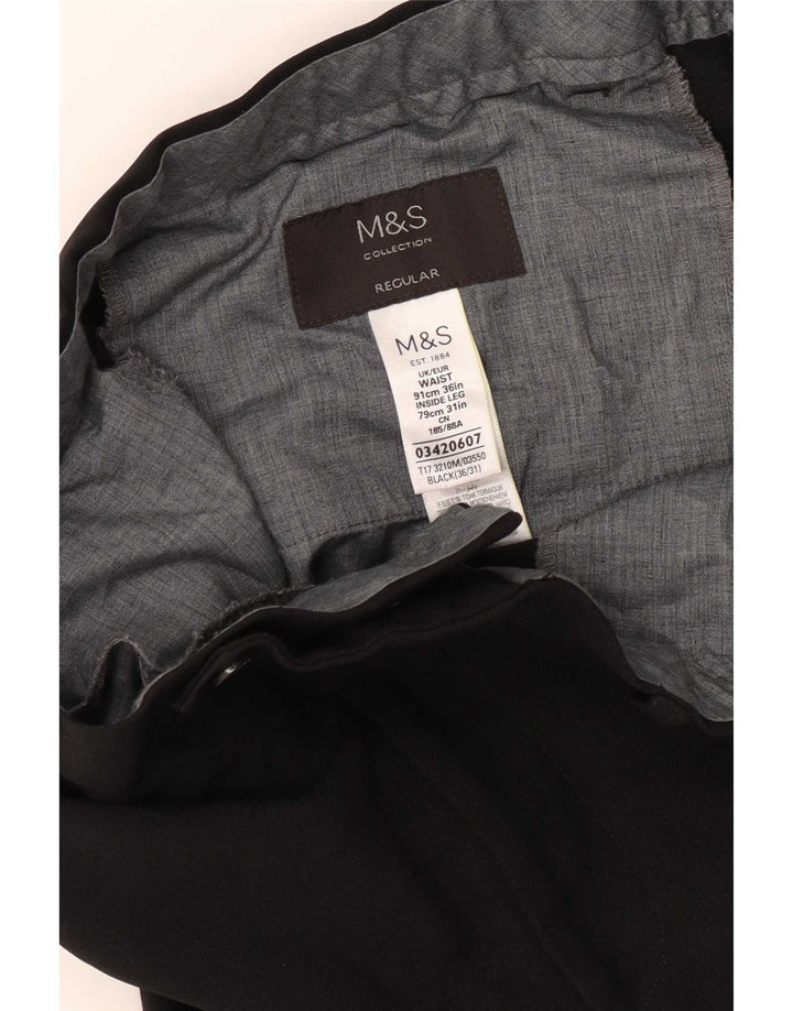 Calça masculina reta regular Marks & Spencer W36 L31 poliéster preto