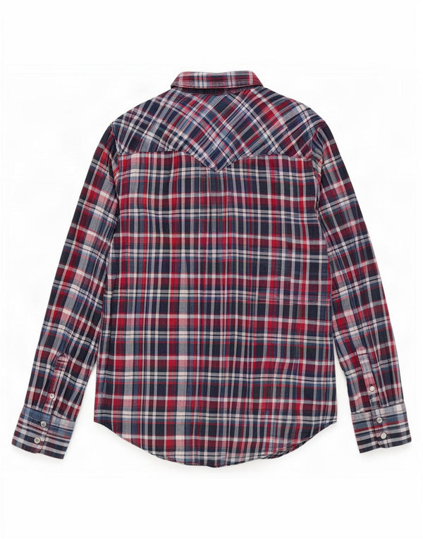 Camisa masculina de flanela Levi's de algodão xadrez vermelho médio
