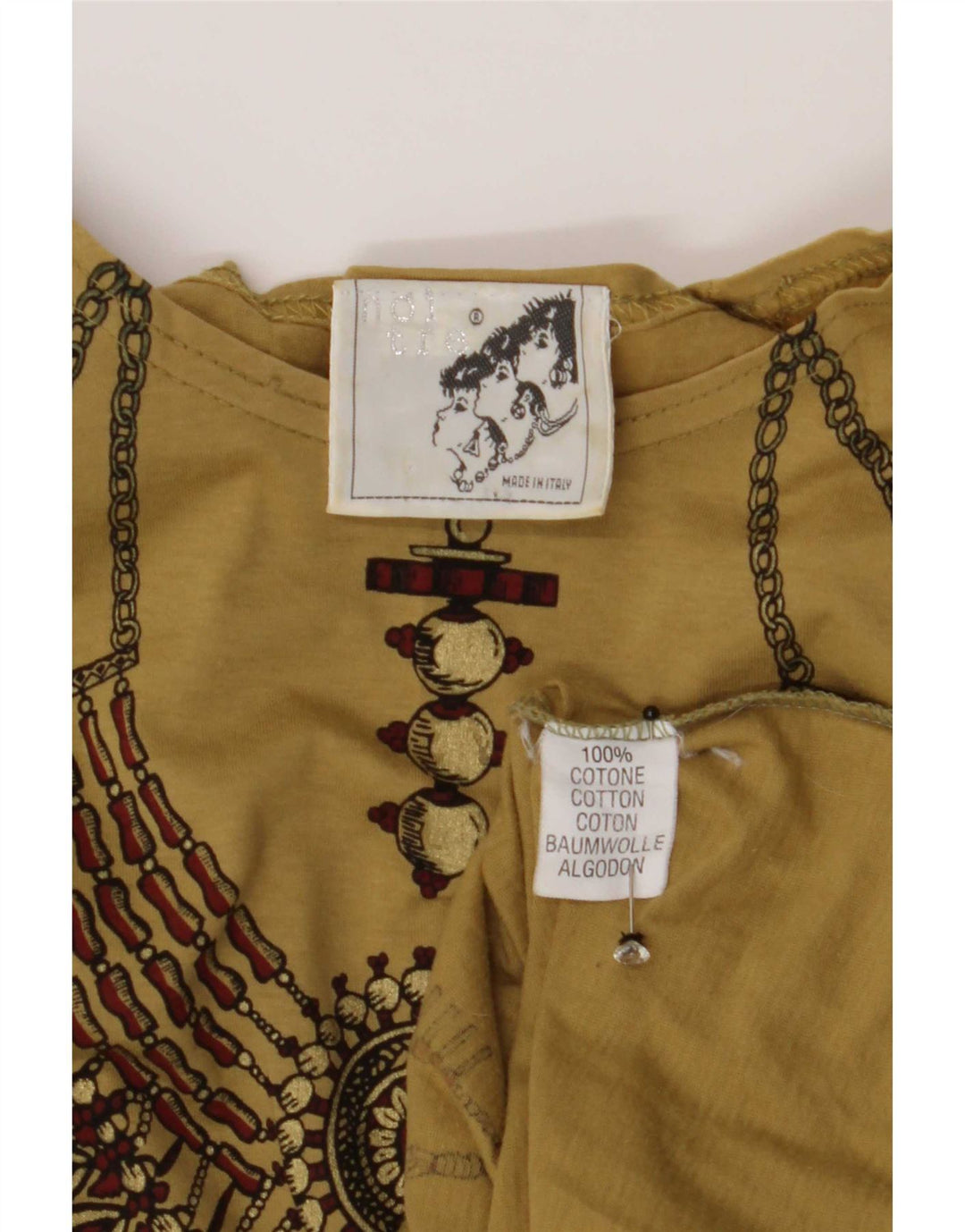 Camiseta feminina vintage com padrão abstrato gráfico Top IT 46 grande marrom