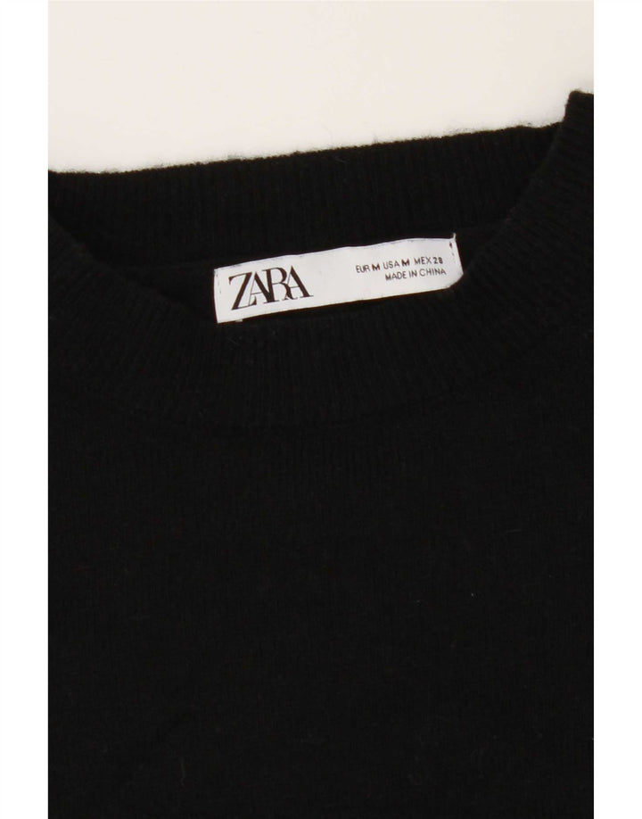 Zara Suéter feminino oversized com gola redonda Reino Unido 14 médio preto