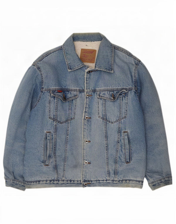 Jaqueta jeans masculina vintage Sherpa UK 42 XL azul
