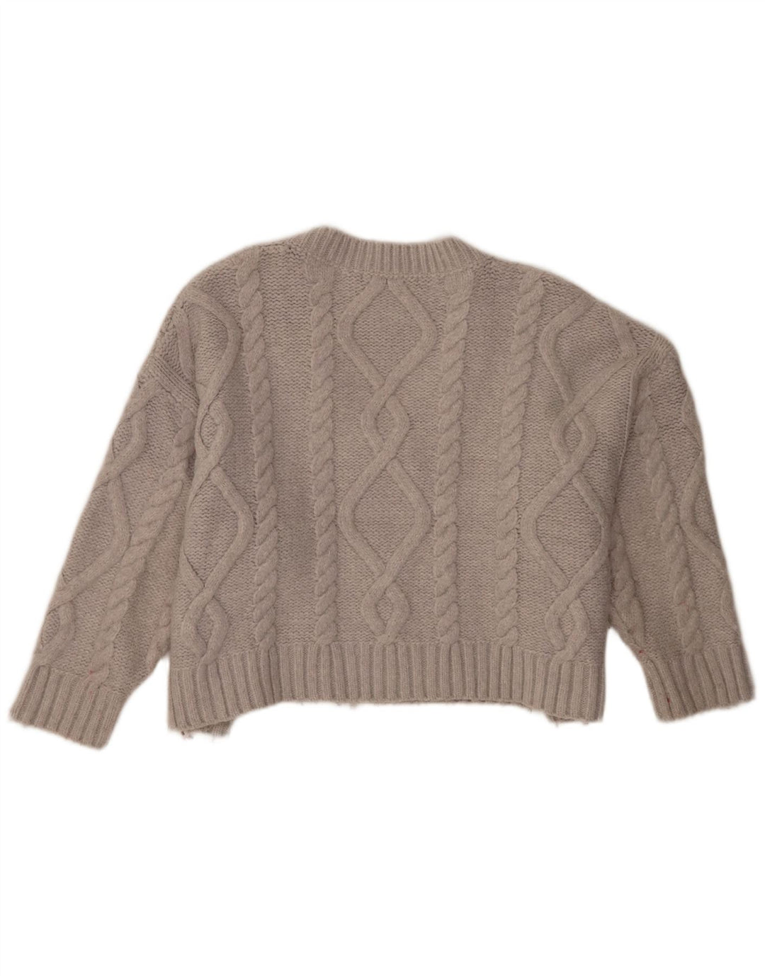 Suéter feminino Zara com decote em V superdimensionado Reino Unido 14 cinza médio acrílico