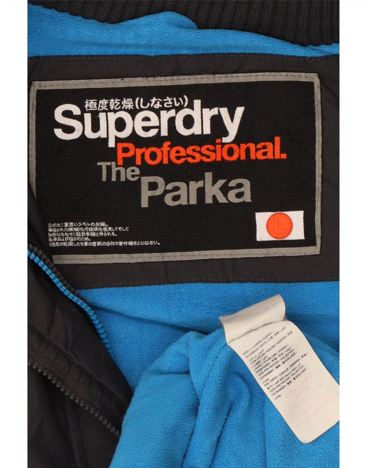 Jaqueta Parka masculina Superdry com capuz UK 40 grande nylon preto