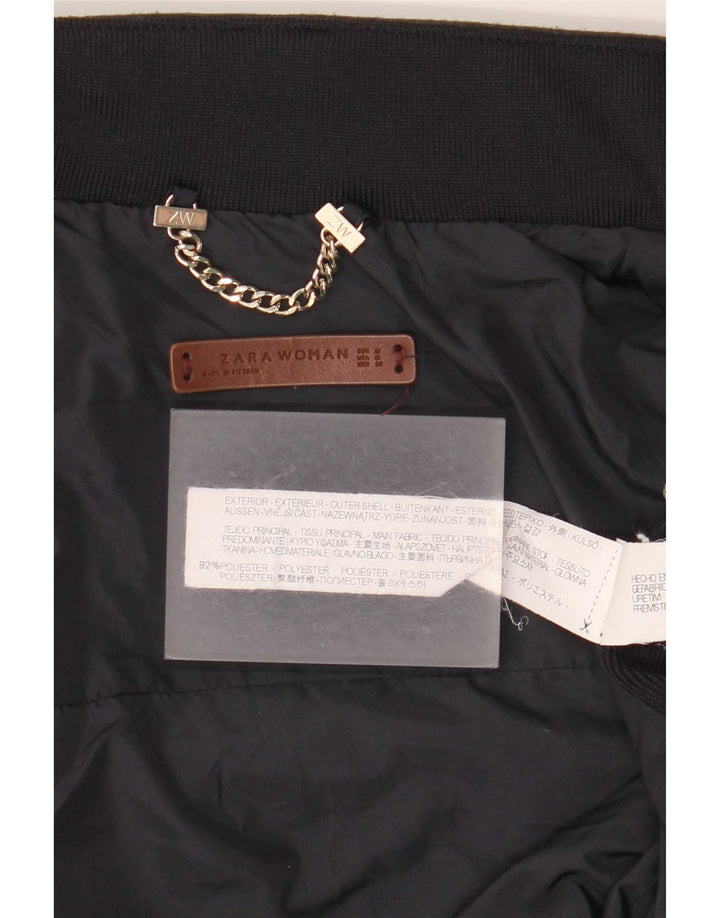 Jaqueta acolchoada feminina Zara UK 12 poliéster azul marinho médio