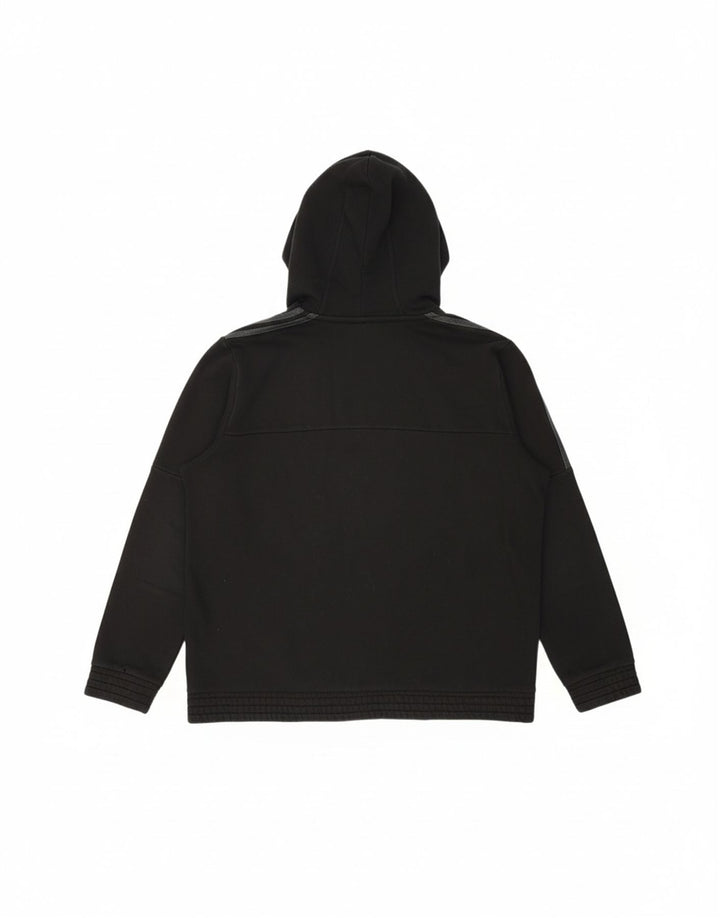 ADIDAS Suéter masculino com capuz e zíper gráfico grande algodão preto