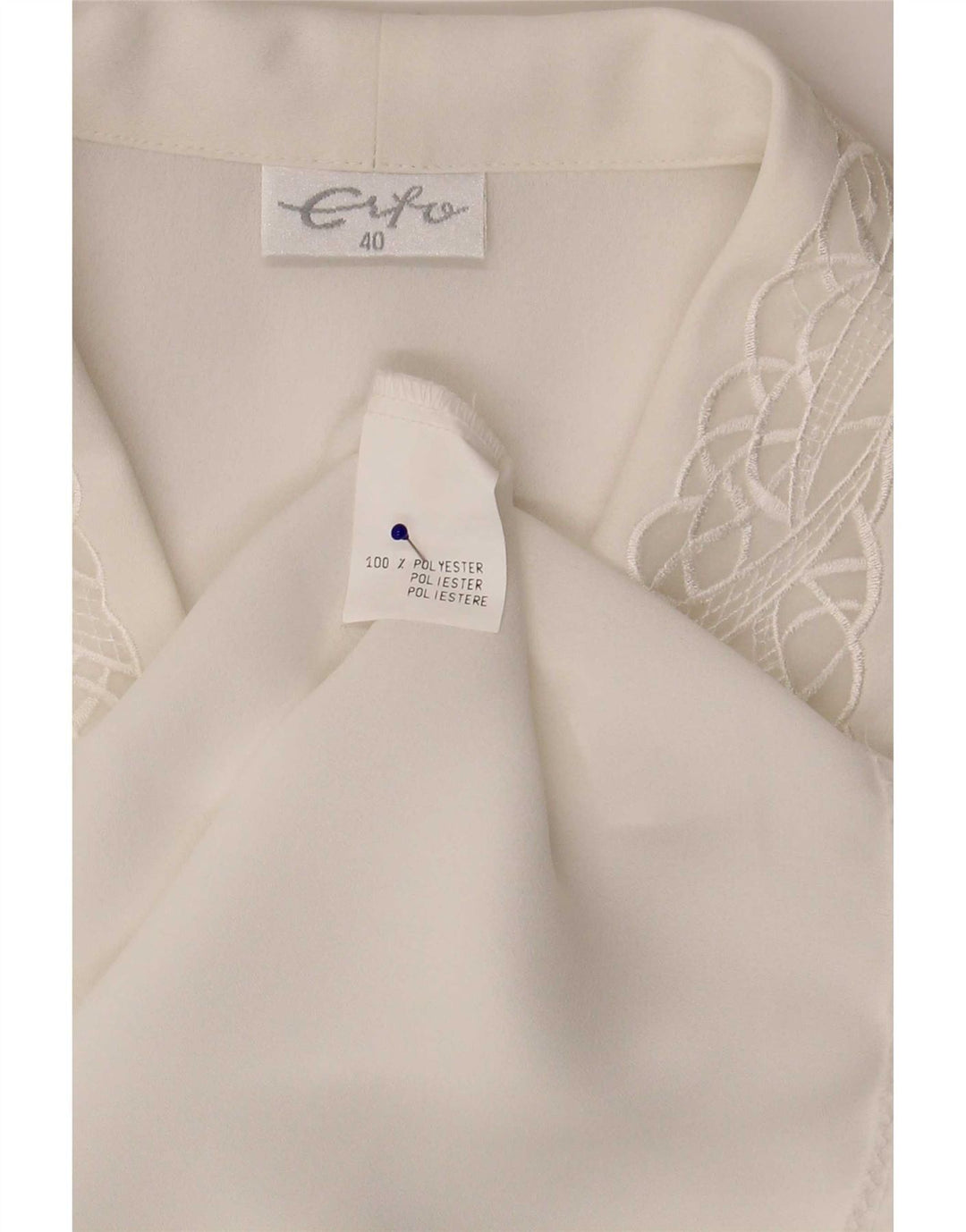 Blusa feminina vintage EU 40 poliéster branco médio
