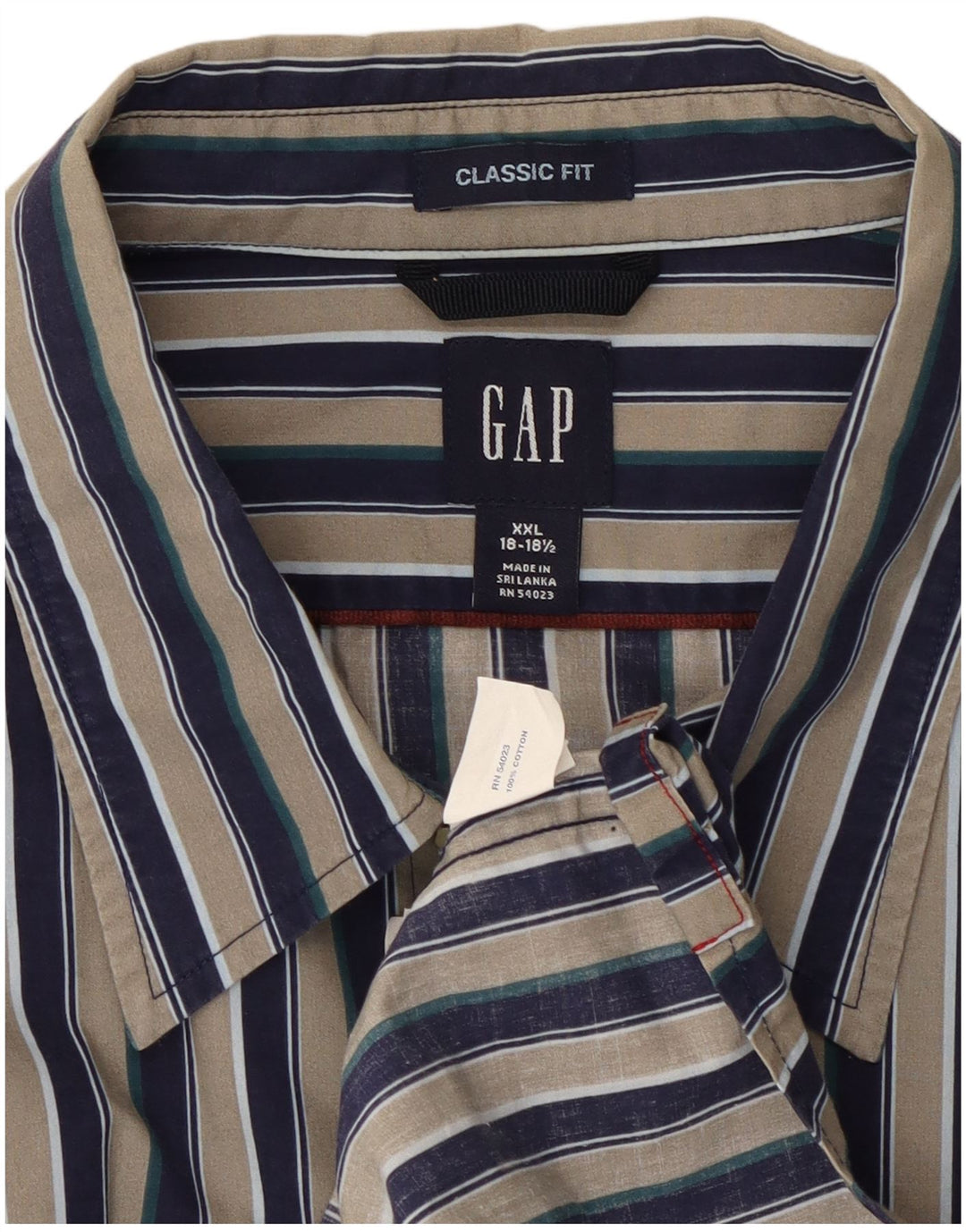 Camisa masculina Gap Classic Fit tamanho 18 1/2 2XL algodão listrado multicolorido