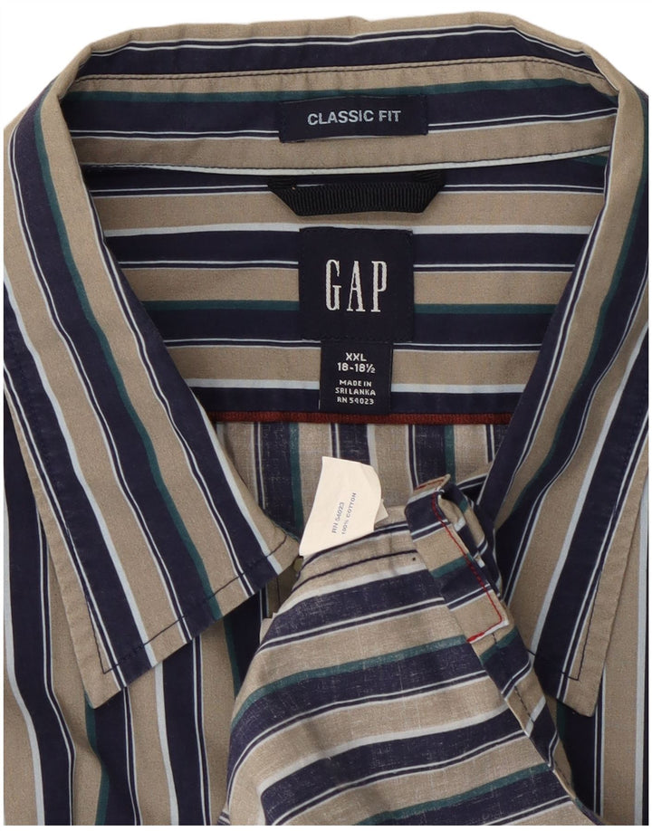 Camisa masculina Gap Classic Fit tamanho 18 1/2 2XL algodão listrado multicolorido
